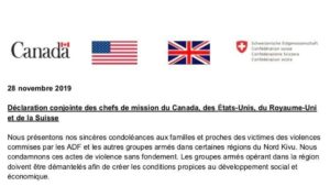 Déclaration conjointe usa suisse royaume uni canada