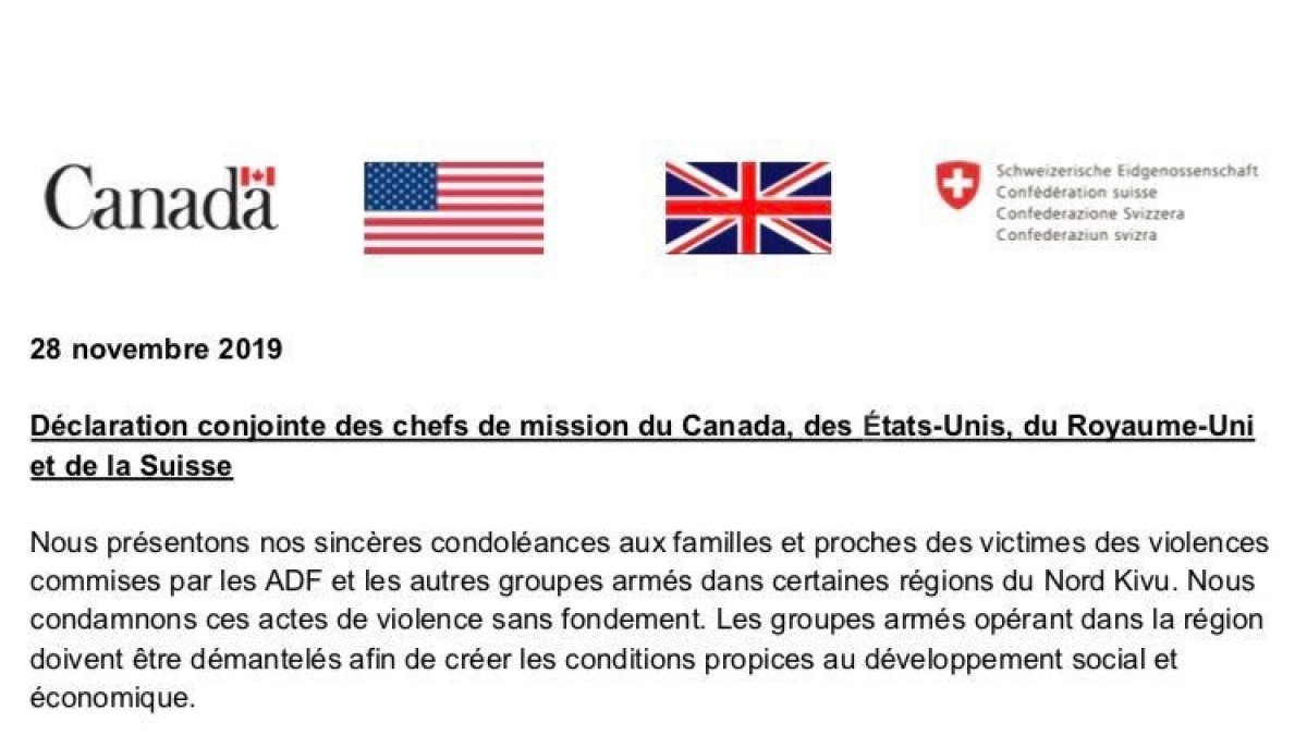 Déclaration conjointe usa suisse royaume uni canada