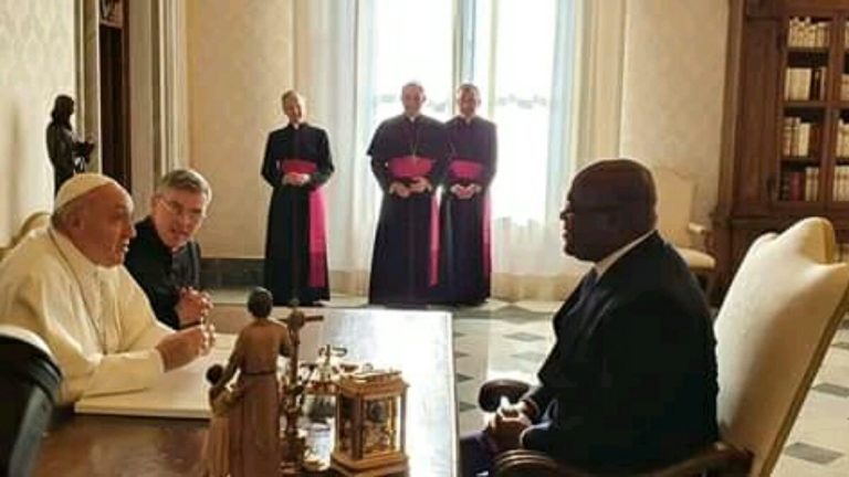 Félix Tshisekedi et le pape François au Vatican