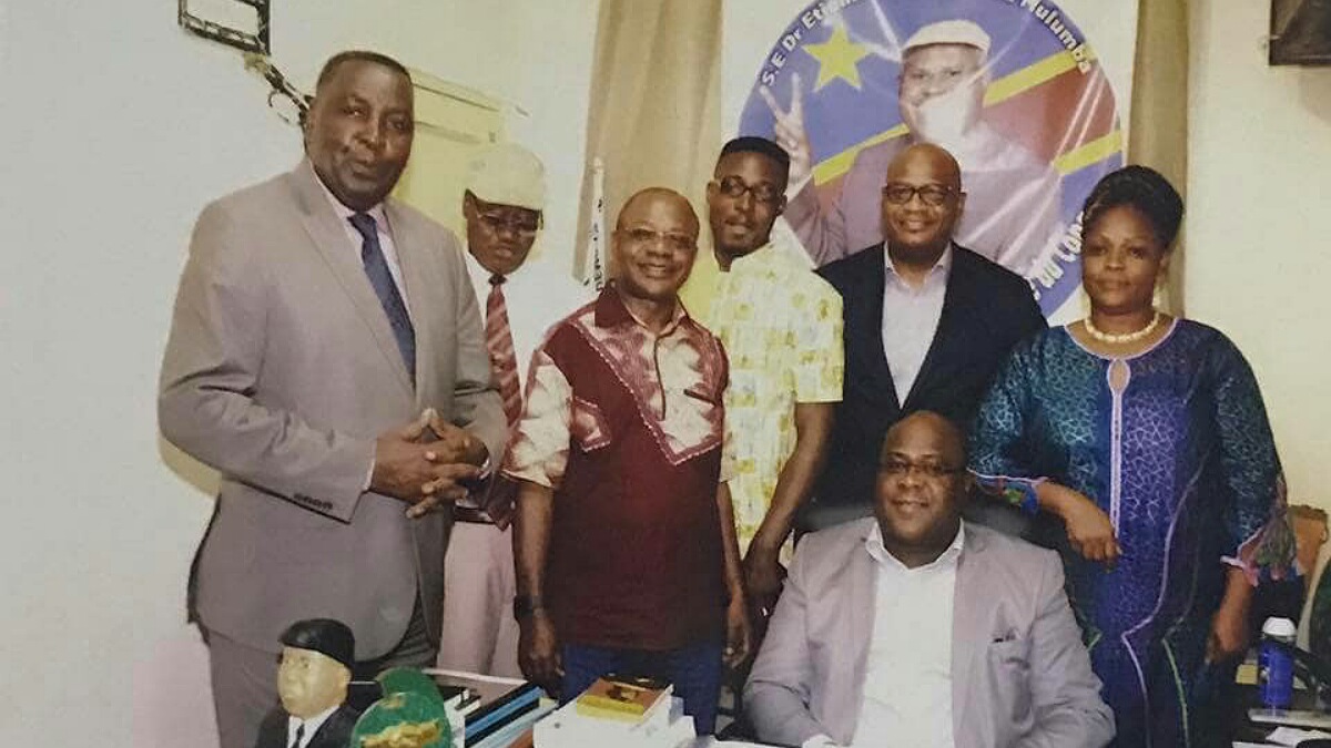 Fabien Mutomb ,Felix Tshisekedi et les membres de l' udps