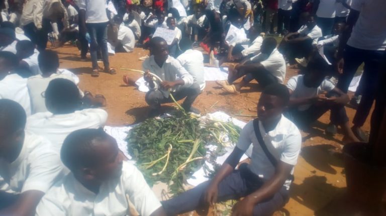 les élèves en sit-in illimité à l'hôtel de ville de Beni