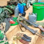 armes récupérées lors d'un bouclage à Kanzuli et Kasanga