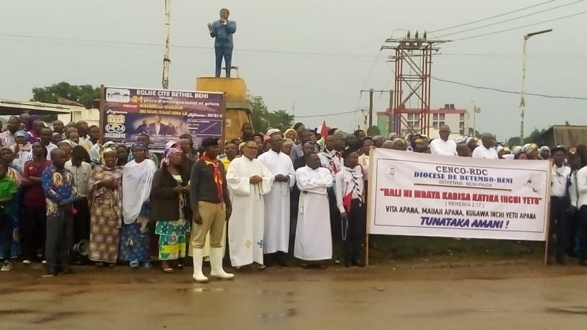 Marche de la CENCO : À Beni, les fidèles catholiques étaient aussi dans la rue malgré la forte pluie de ce dimanche