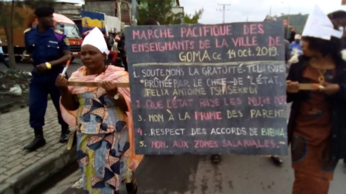 Goma: les enseignants sont dans la rue pour exiger le payement de leur salaire du mois de septembre