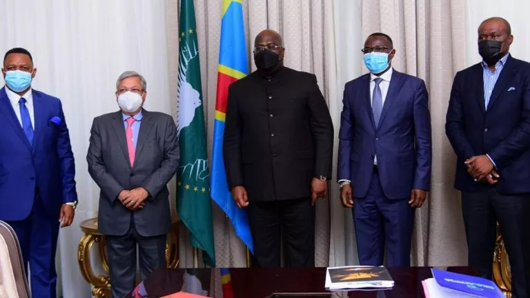 Félix-Antoine Tshisekedi et avec une délégation d'investisseurs américains de la société brassicole « Varun Beverage