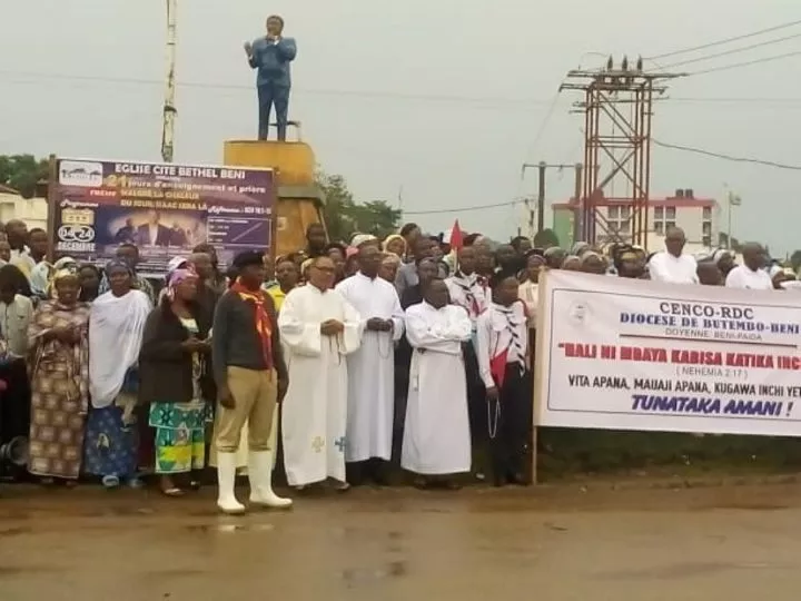 Marche de la CENCO : À Beni, les fidèles catholiques étaient aussi dans la rue malgré la forte pluie de ce dimanche