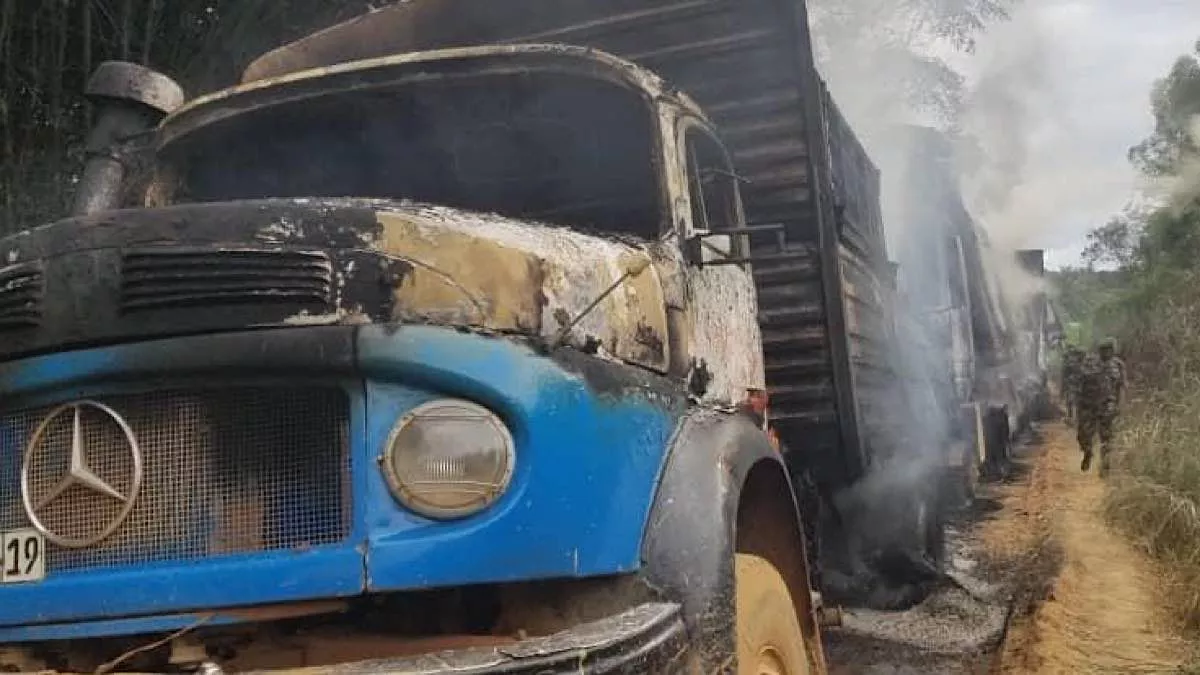 ADF frappe de nouveau : Attaque mortelle à Sokotano en Ituri, sept camions de marchandises incendiés